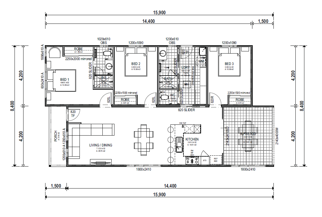 3 bedroom Avon 2 plan