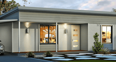 The Tuart House Design with Small Front Porch and a Carport Driveway | Evoke Living Homes 