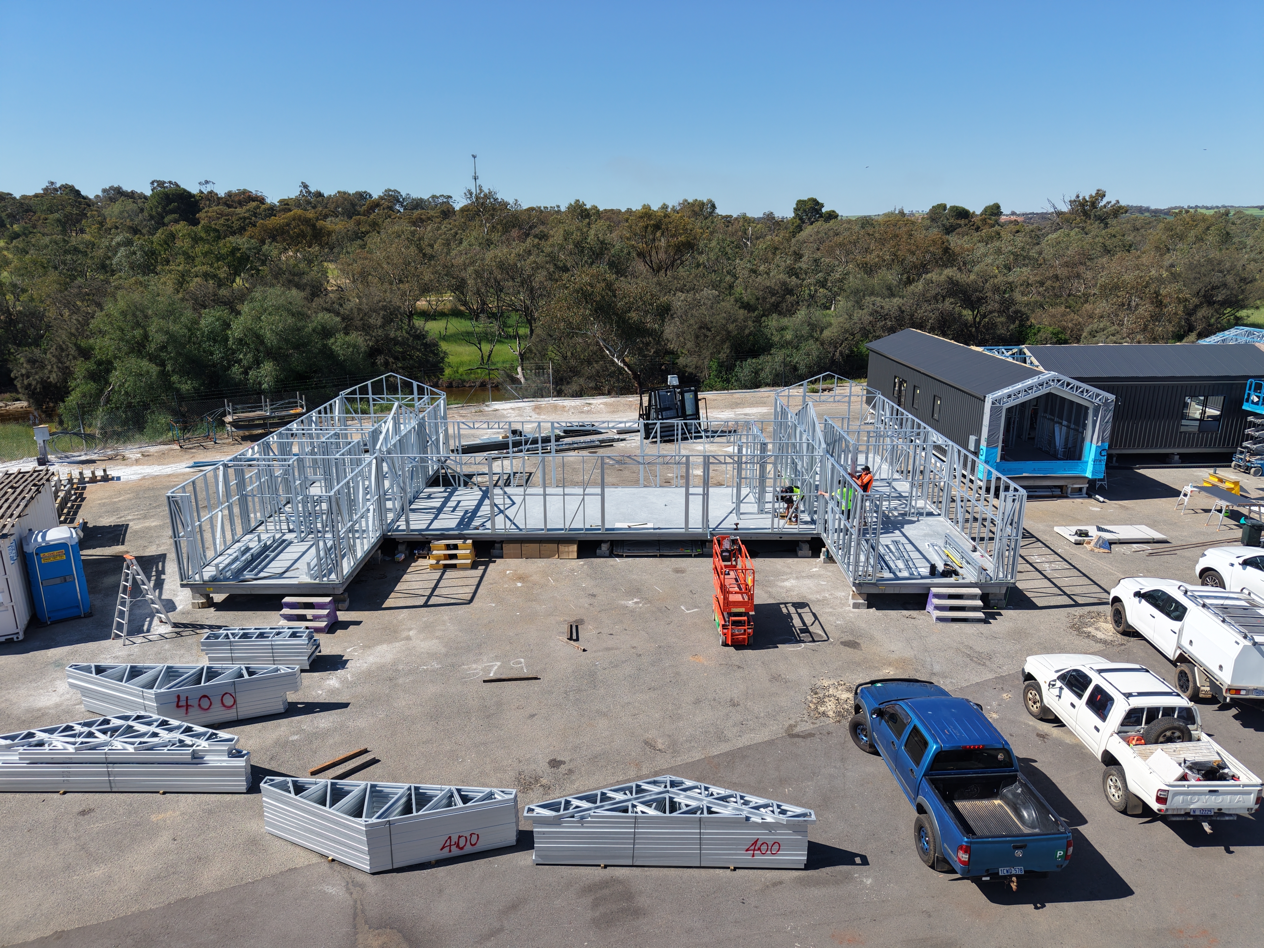 Modules being assembled on site during the Evoke modular build process